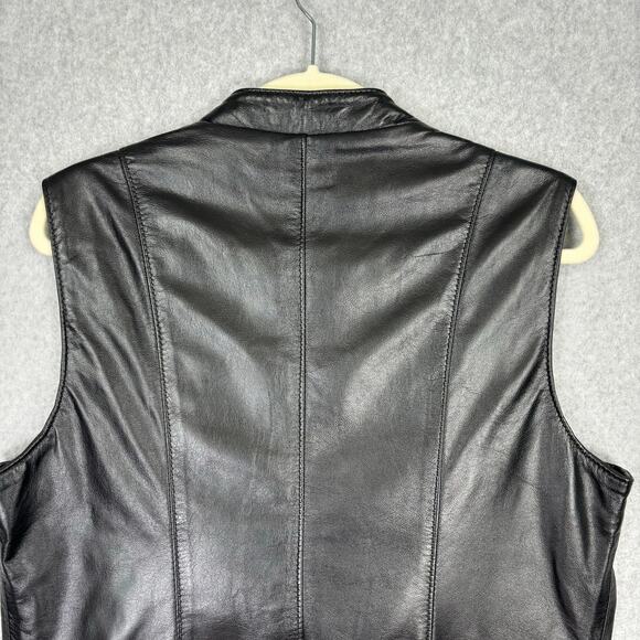 The Leather Ranch Vest Womens Large Zipper Moto Biker Motorcycle 90s Goth Y2K - Picture 10 of 15